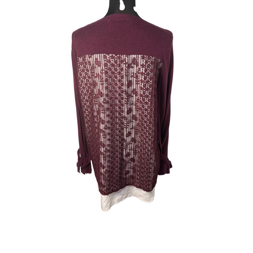 Vera Wang Women’s Boho Large Shirt Tail Mesh Bell Tie wrist‎ Tunic Sweater